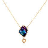 14K Yellow Gold Diamond + Boulder Opal Necklace