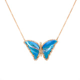 14K Yellow Gold Diamond + Opal Butterfly Necklace-Necklaces-majolie-