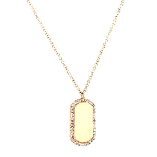 14K Yellow Gold Diamond Tag Necklace