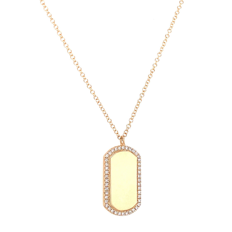 14K Yellow Gold Diamond Tag Necklace-Necklaces-majolie-