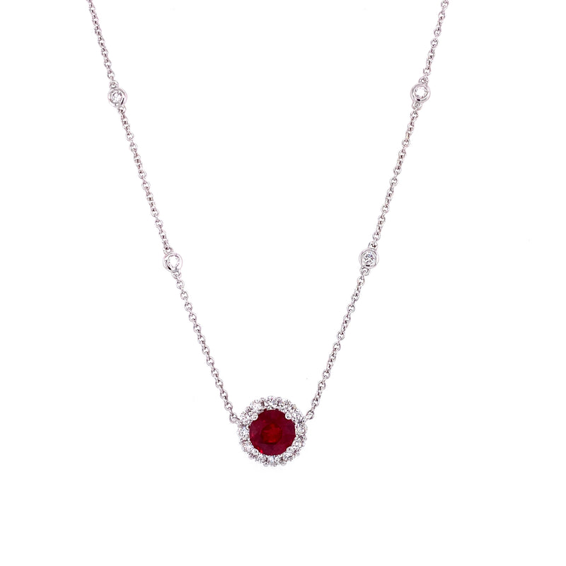 18K White & Yellow Gold Diamond + Ruby Necklace-Necklaces-first image design corp-