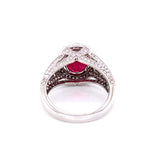 18K White Gold Diamond + Oval Ruby Ring-Rings-pink diamond-