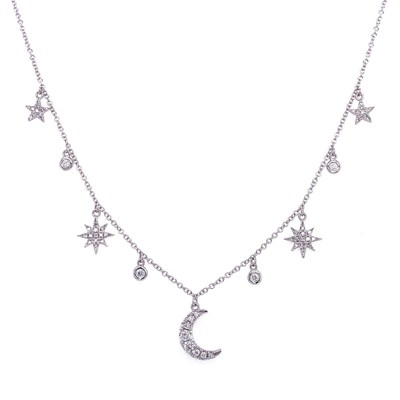 Diamond Crescent Moon and Star Necklace – Five Star Jewelry Brokers