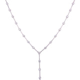 14K White Gold Diamond Y Necklace-Necklaces-majolie-