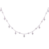 14K White Gold Diamond By The Yard & Spike Necklace