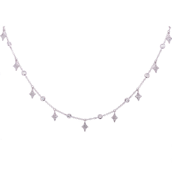 14K White Gold Diamond By The Yard & Spike Necklace-Necklaces-majolie-