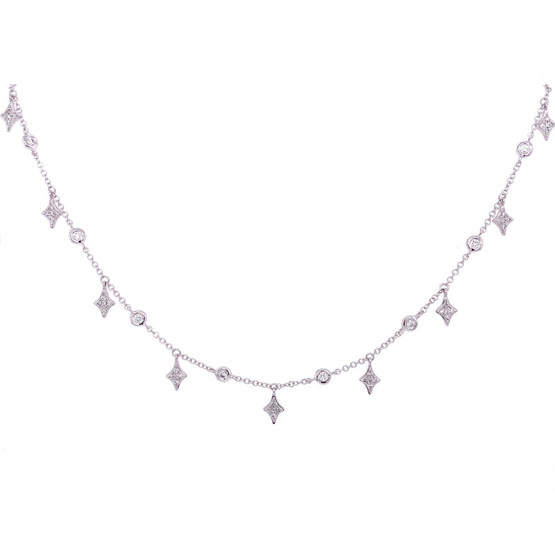 14K White Gold Diamond By The Yard & Spike Necklace-Necklaces-majolie-
