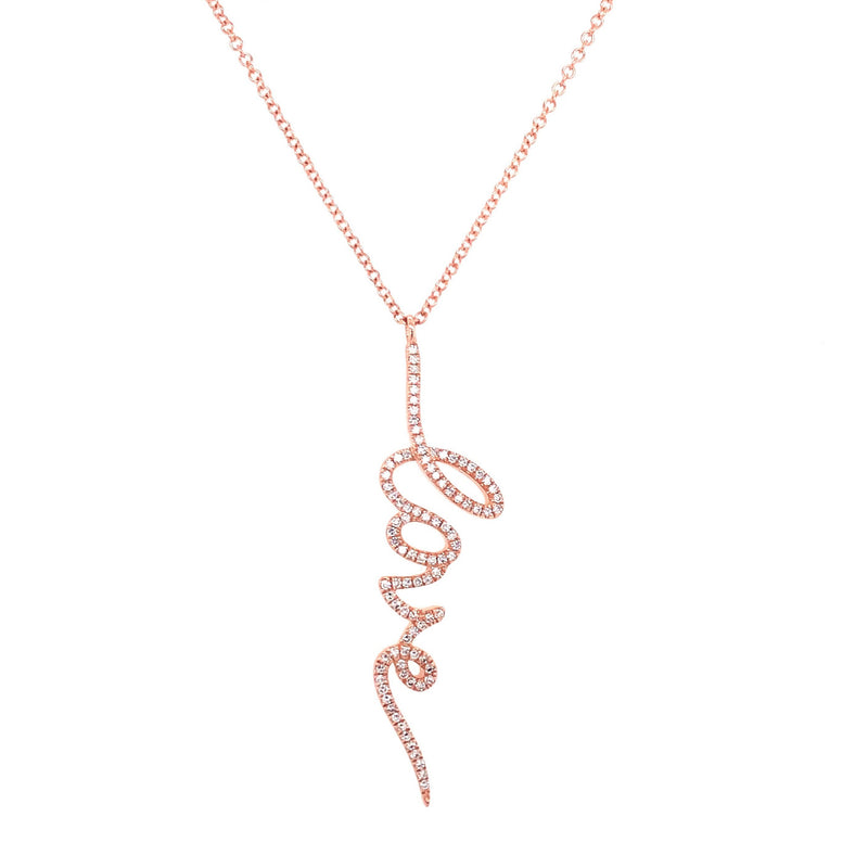 14K White Gold Diamond Script "Love" Necklace-Necklaces-majolie-Rose Gold-