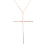 14K White Gold Extra Large Diamond Cross Necklace-Necklaces-lau international-ROSE GOLD-