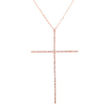 14K Yellow Gold Extra Large Diamond Cross Necklace-Necklaces-lau international-ROSE GOLD-