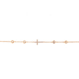 14K White Gold Diamond Cross Bracelet-Bracelets-majolie-YELLOW GOLD-