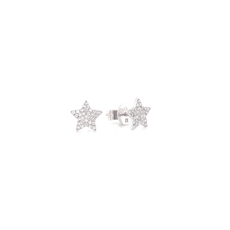 14K Yellow Gold Diamond Star Stud Earrings-EARRINGS-MAJOLIE-