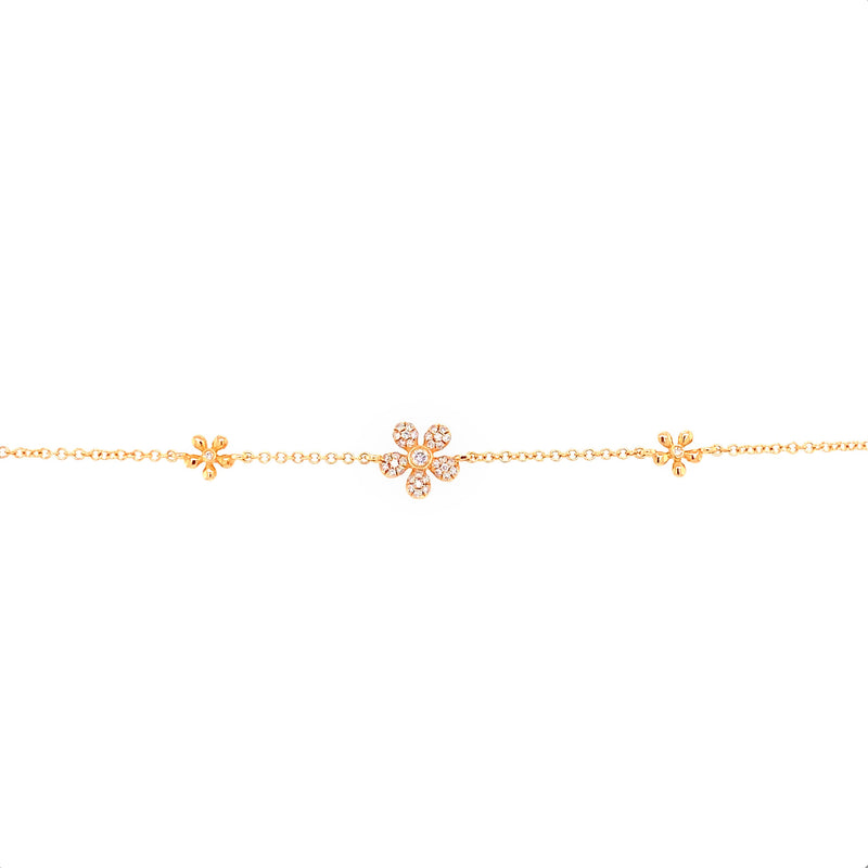 14K Yellow Gold Diamond Flower Bracelet-Bracelets-majolie-