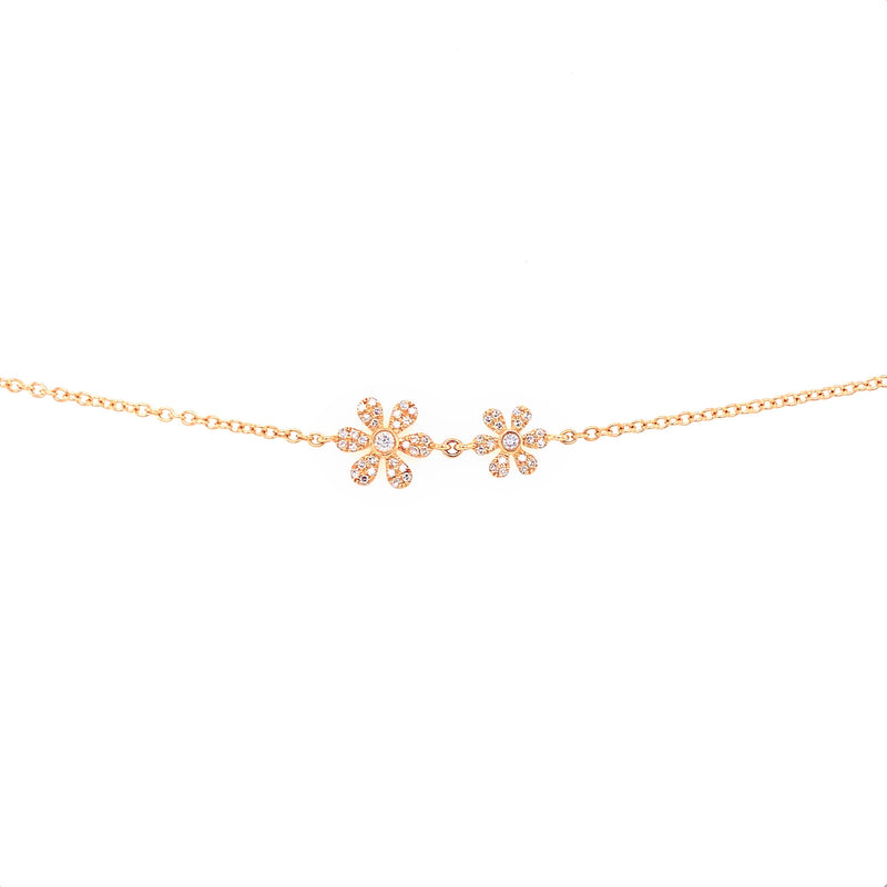 14K White Gold Diamond Double Flower Bracelet-Bracelets-majolie-YELLOW GOLD-