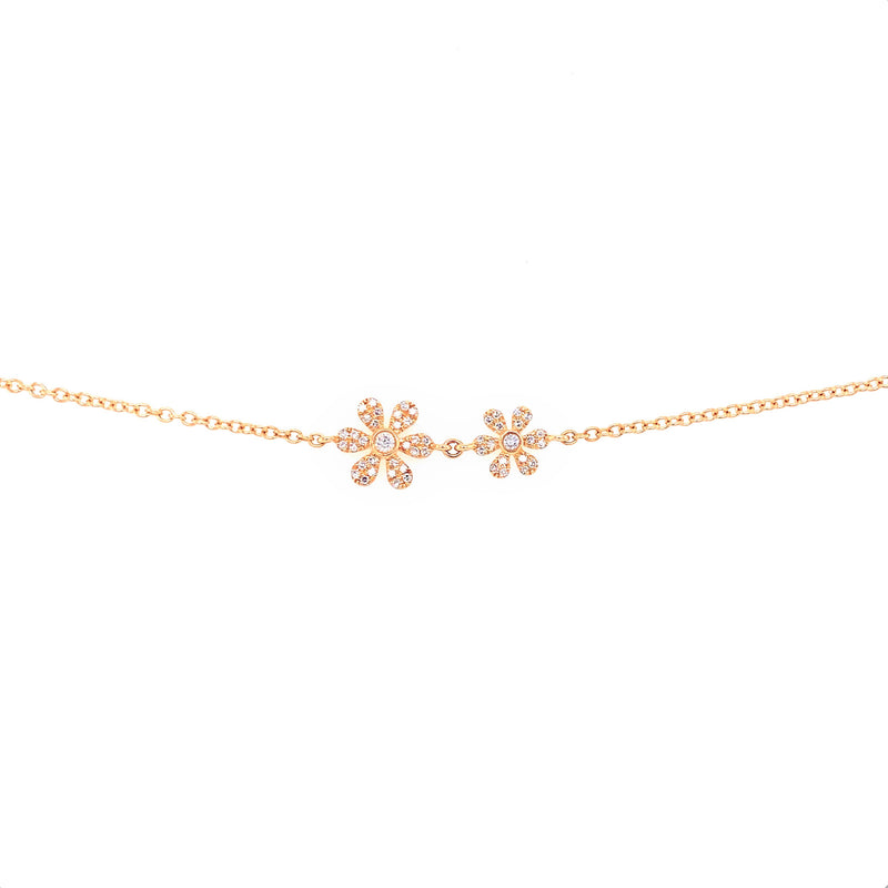 14K White Gold Diamond Double Flower Bracelet