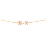 14K Yellow Gold Diamond Double Flower Bracelet-Bracelets-majolie-YELLOW GOLD-