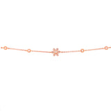 14K White Gold Diamond Flower & Bezel Bracelet-Bracelets-majolie-ROSE GOLD-