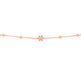 14K Rose Gold Diamond Flower & Bezel Bracelet-Bracelets-Maurice's Jewelers-ROSE GOLD-