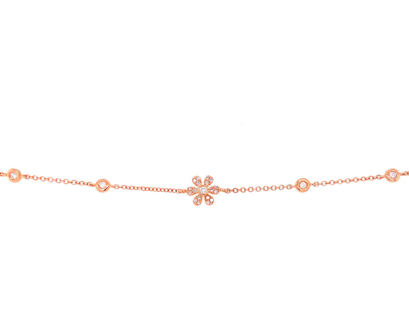 14K White Gold Diamond Flower & Bezel Bracelet-Bracelets-majolie-