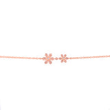 14K Yellow Gold Diamond Double Flower Bracelet-Bracelets-majolie-ROSE GOLD-