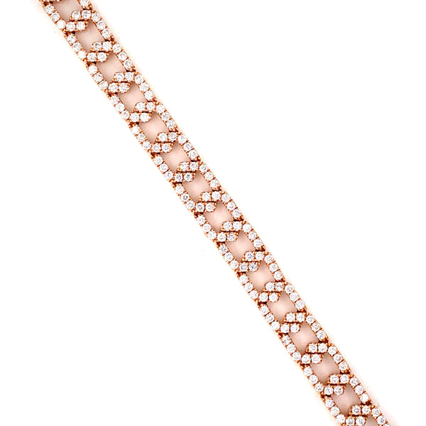 18K Rose Gold Diamond Fancy Link Bracelet-Bracelets-pink diamond-