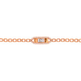 18K Rose Gold Round+Baguette Diamond Bar Bracelet-Bracelets-pink diamond-