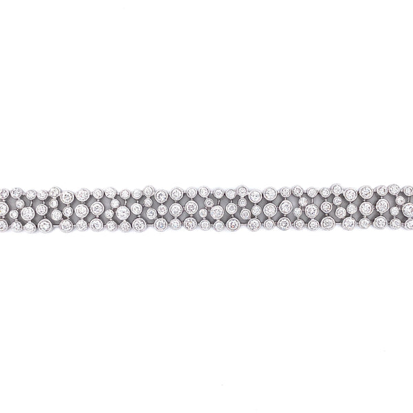 18K White Gold Diamond Milgrain Abstract Bracelet-Bracelets-pink diamond-