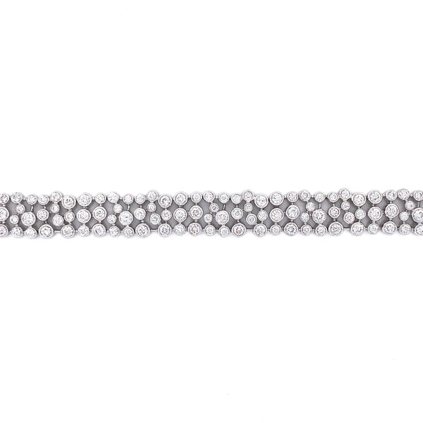18K White Gold Diamond Milgrain Abstract Bracelet