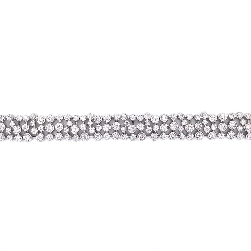 18K White Gold Diamond Milgrain Abstract Bracelet-Bracelets-pink diamond-
