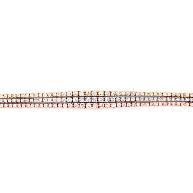 18K Tri Color Graduated Diamond Bracelet-Bracelets-pink diamond-