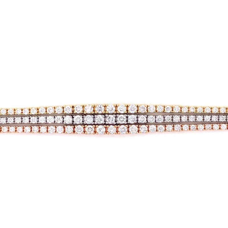 18K Tri Color Graduated Diamond Bracelet-Bracelets-pink diamond-