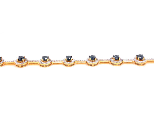 18K White & Yellow Gold Black Diamond Bracelet-Bracelets-pink diamond-
