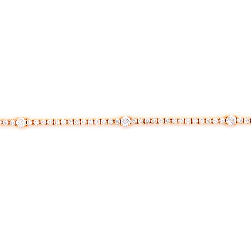 18K Rose Gold Diamond Tennis Bracelet-Bracelets-pink diamond-
