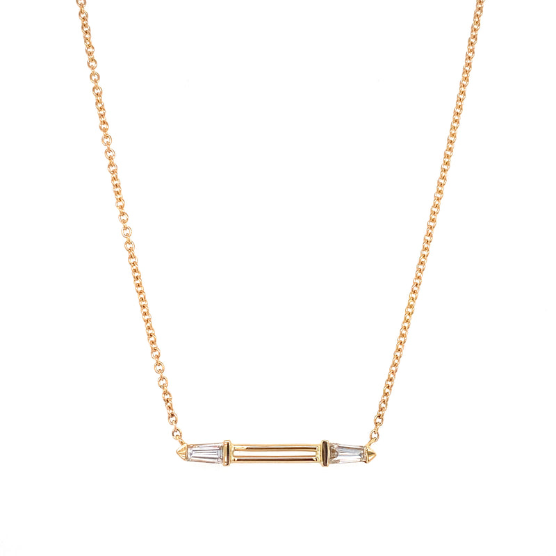 18K Yellow Gold Diamond Bar Necklace-Necklaces-pink diamond-