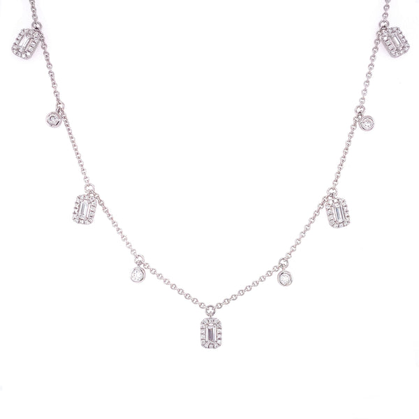 18K White Gold Diamond Shaker Necklace-Necklaces-pink diamond-