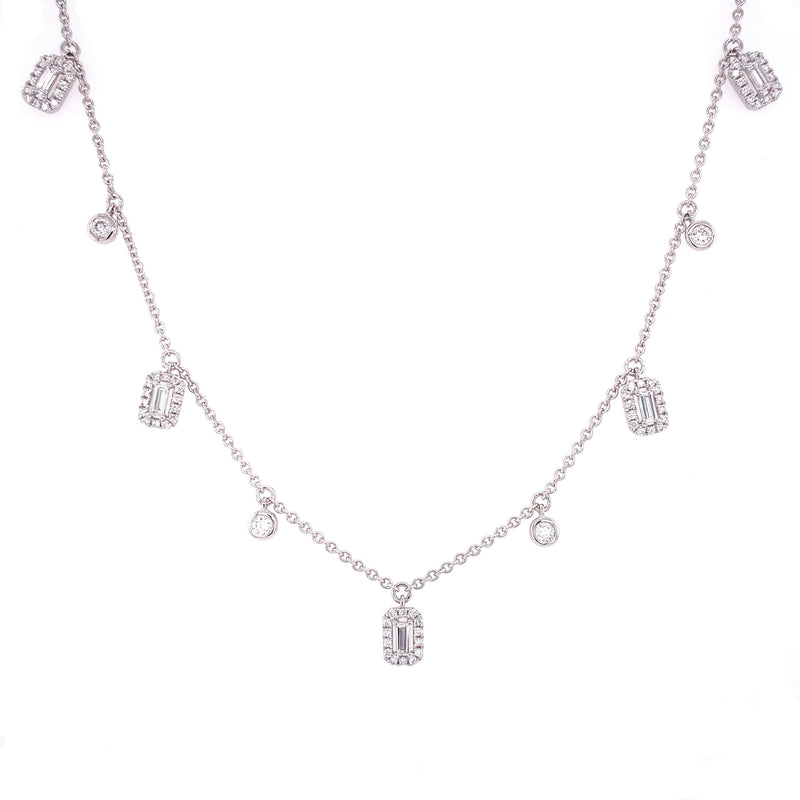 18K White Gold Diamond Shaker Necklace