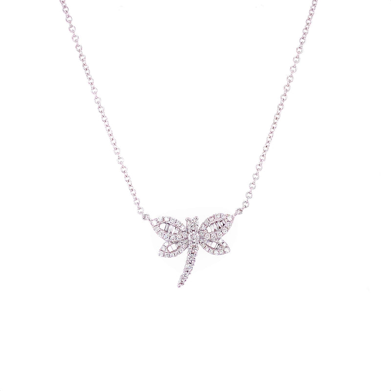 18K White Gold Diamond Dragonfly Necklace