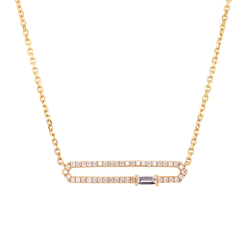18K Yellow Gold Diamond Open Bar Adjustable Necklace