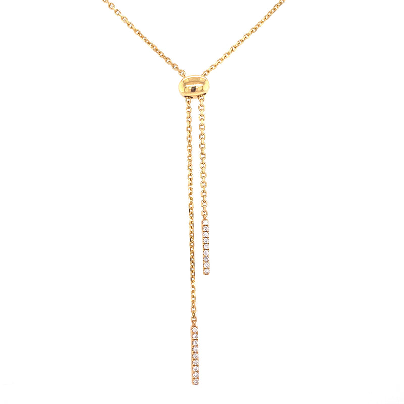 18K Yellow Gold Diamond Open Bar Adjustable Necklace