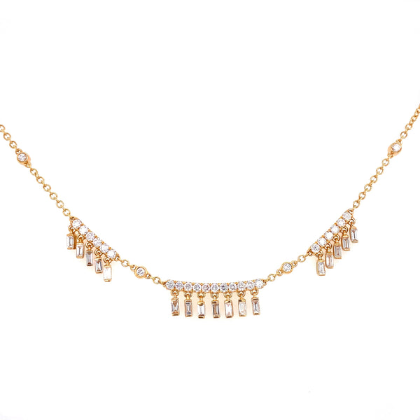 18K Yellow Gold Diamond Shaker Necklace-Necklaces-pink diamond-