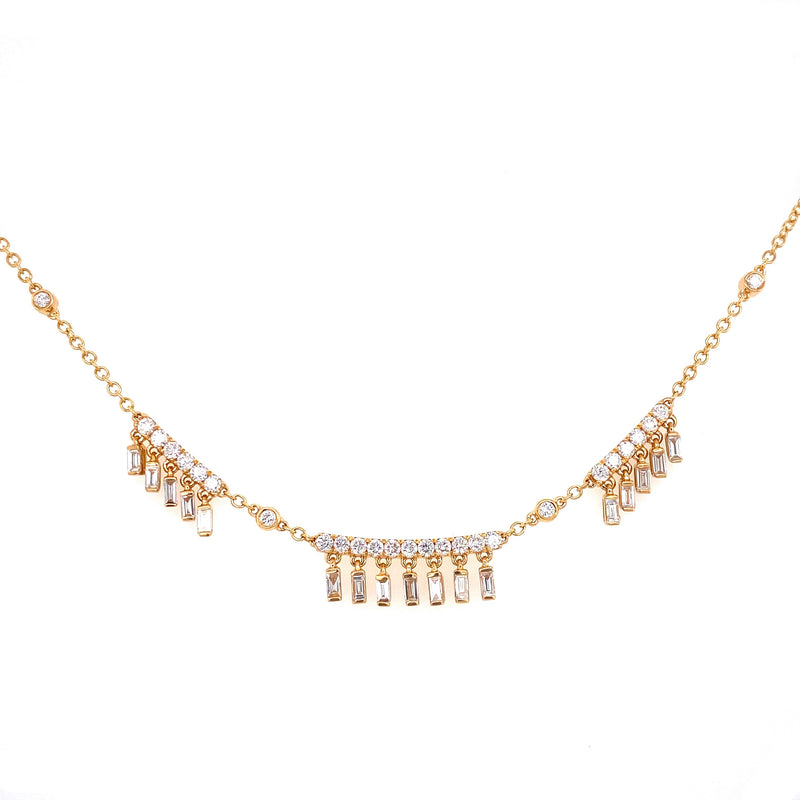 18K Yellow Gold Diamond Shaker Necklace-Necklaces-pink diamond-