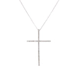 14K White Gold Diamond Large Cross Necklace-Necklaces-lau international-