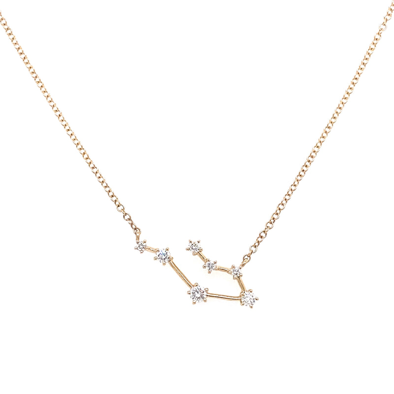 14K Yellow Gold Diamond Constellation Necklace: Gemini (Large)