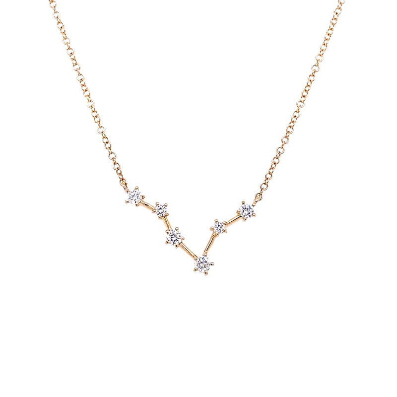 14K Yellow Gold Diamond Constellation Necklace: Gemini (Large)