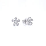 14K White Gold Diamond Flower Earrings (X-Small)