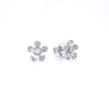 14K Yellow Gold Diamond Flower Earrings (X-Small)