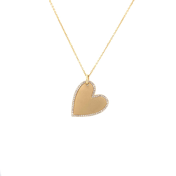 14K Yellow Gold Diamond Heart Necklace