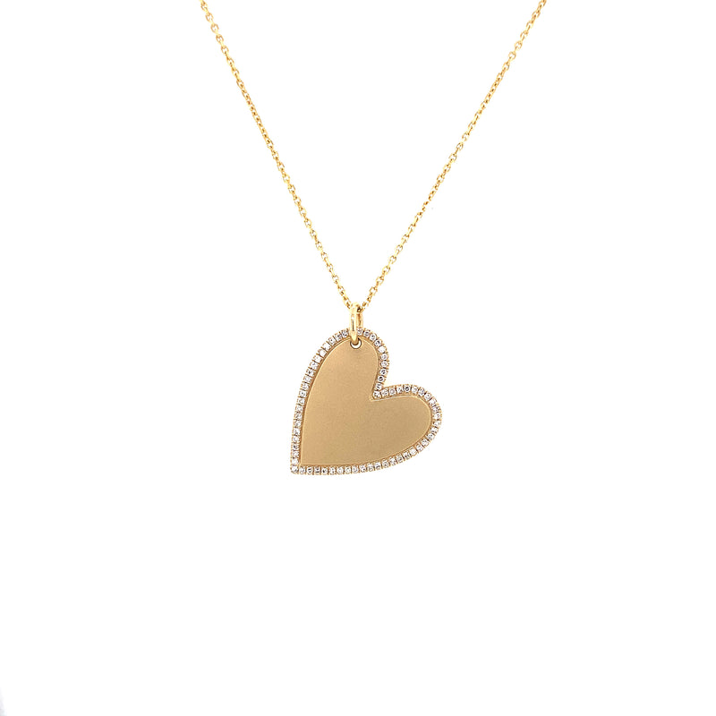14K Yellow Gold Diamond Heart Necklace-Necklaces-aaron jewelry-