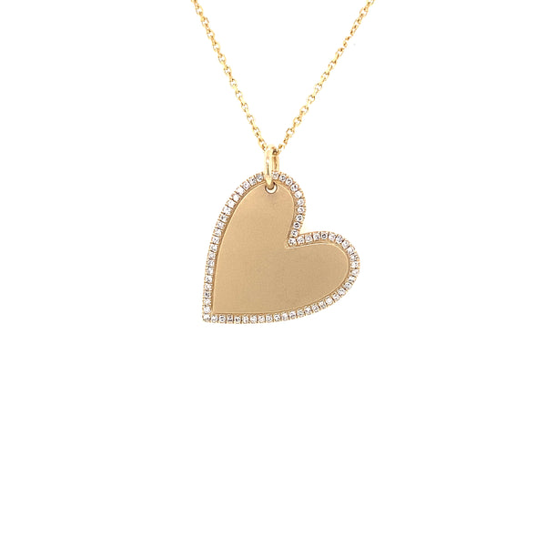 14K Yellow Gold Diamond Heart Necklace-Necklaces-aaron jewelry-