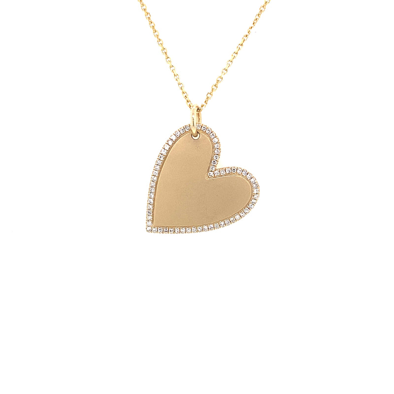 14K Yellow Gold Diamond Heart Necklace-Necklaces-aaron jewelry-